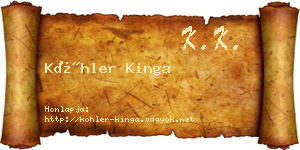Köhler Kinga névjegykártya